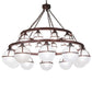 Meyda Lighting Bola 60" 20-Light 2-Tier Rustic Nail Tavern Chandelier With Contrail Mist Idalight Shade