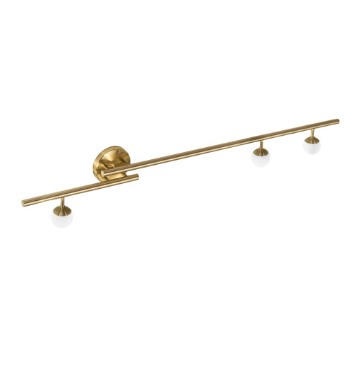 Meyda Lighting Bola 60" 3-Light Brushed Waxed Brass Wall Sconce With Matte White Opal Shade Glass