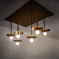 Meyda Lighting Bola 75" 6-Light Gold Matte Plato Cascading Pendant Light With Clear White Mouth Blown Opal Orb Shade Glass