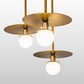 Meyda Lighting Bola 75" 6-Light Gold Matte Plato Cascading Pendant Light With Clear White Mouth Blown Opal Orb Shade Glass