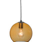 Meyda Lighting Bola 8" Brushed Nickel Mini Pendant Light With Amber Shade Glass