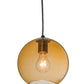 Meyda Lighting Bola 8" Brushed Nickel Mini Pendant Light With Amber Shade Glass