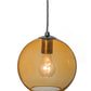 Meyda Lighting Bola 8" Brushed Nickel Mini Pendant Light With Amber Shade Glass