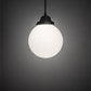 Meyda Lighting Bola 8" Flat Black Mini Pendant Light With White Opal Shade Glass