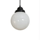 Meyda Lighting Bola 8" Flat Black Mini Pendant Light With White Opal Shade Glass