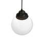 Meyda Lighting Bola 8" Flat Black Mini Pendant Light With White Opal Shade Glass