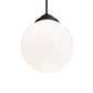 Meyda Lighting Bola 8" Flat Black Mini Pendant Light With White Opal Shade Glass