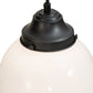 Meyda Lighting Bola 8" Flat Black Mini Pendant Light With White Opal Shade Glass
