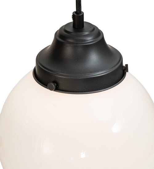 Meyda Lighting Bola 8" Flat Black Mini Pendant Light With White Opal Shade Glass