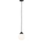 Meyda Lighting Bola 8" Flat Black Mini Pendant Light With White Opal Shade Glass