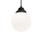 Meyda Lighting Bola 8" Flat Black Mini Pendant Light With White Opal Shade Glass