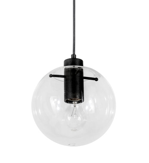 Meyda Lighting Bola 8" Textured Black Mini Pendant Light With Clear Crystal Idalight Shade Glass