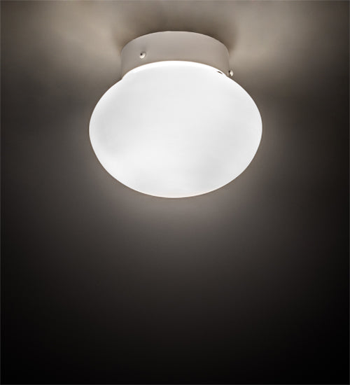 Meyda Lighting Bola 8" White Flush Mount Light With Frosted White Shade Glass