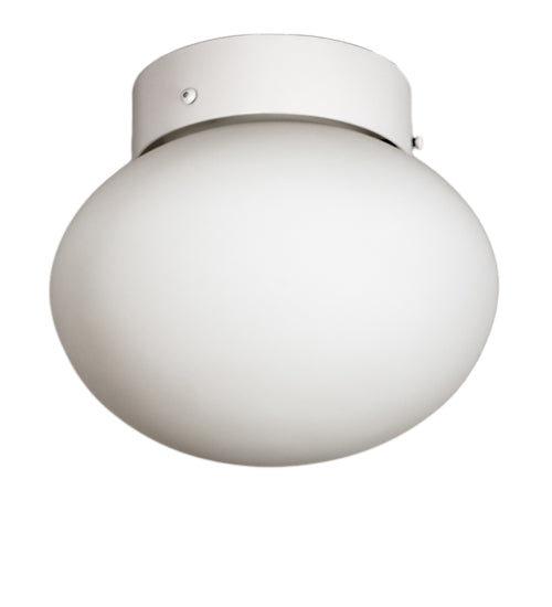 Meyda Lighting Bola 8" White Flush Mount Light With Frosted White Shade Glass