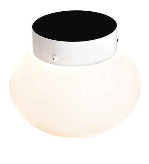 Meyda Lighting Bola 8" White Flush Mount Light With Frosted White Shade Glass