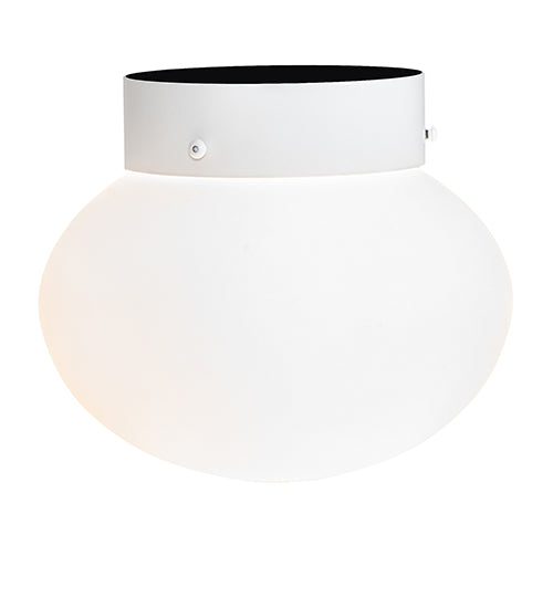Meyda Lighting Bola 8" White Flush Mount Light With Frosted White Shade Glass