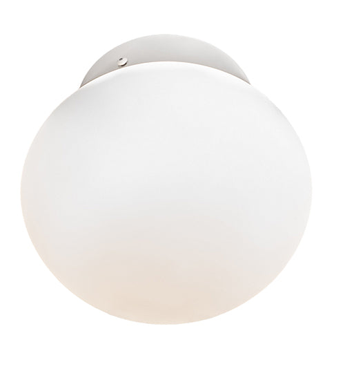 Meyda Lighting Bola 8" White Flush Mount Light With Frosted White Shade Glass