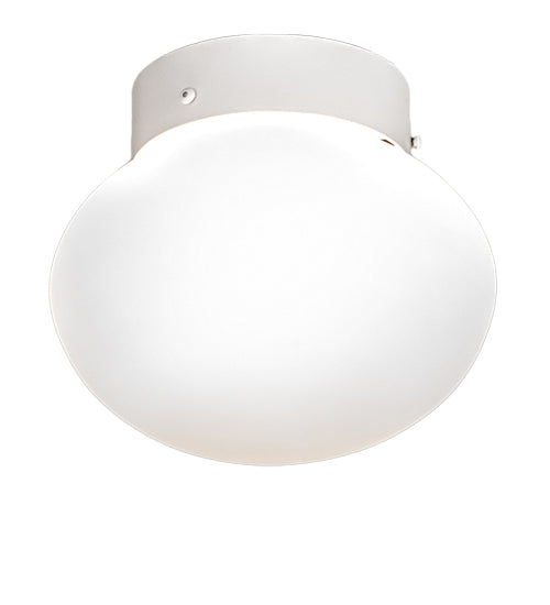 Meyda Lighting Bola 8" White Flush Mount Light With Frosted White Shade Glass