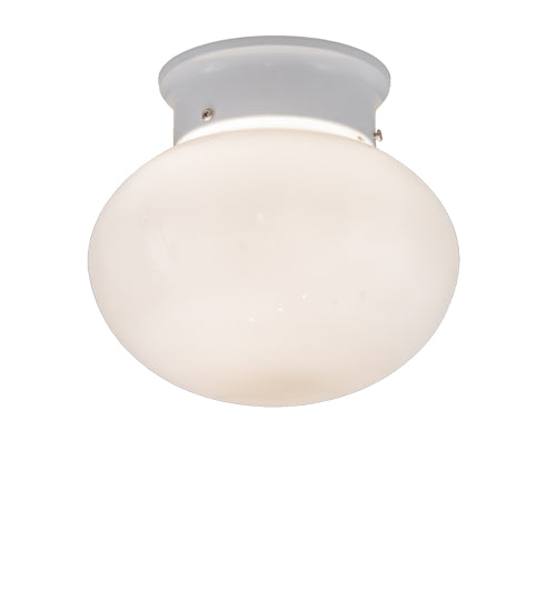 Meyda Lighting Bola 8" White Flush Mount Light With White Globe Shade Glass