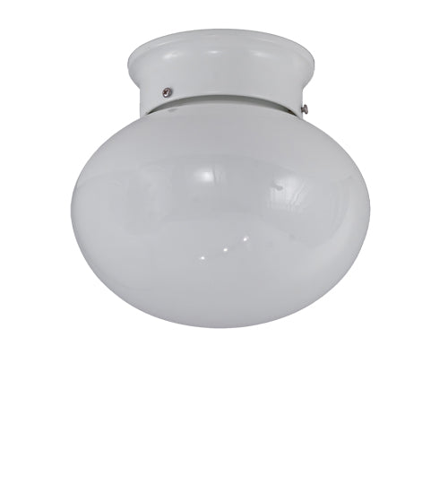 Meyda Lighting Bola 8" White Flush Mount Light With White Globe Shade Glass