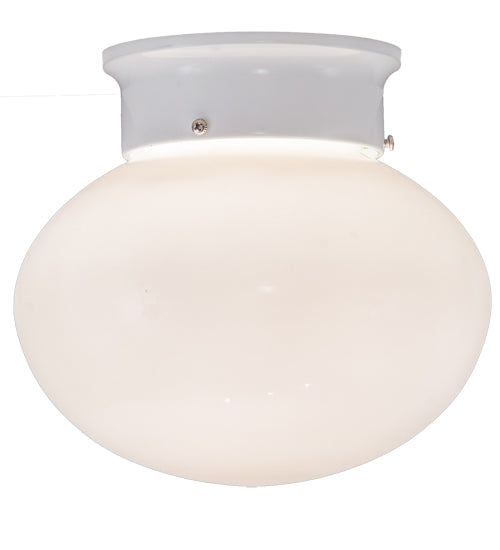 Meyda Lighting Bola 8" White Flush Mount Light With White Globe Shade Glass