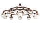Meyda Lighting Bola 84" 20-Light 2-Tier Rusty Nail Tavern Chandelier With Contrail Mist Idalight Shade