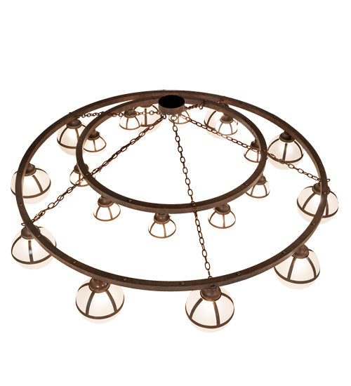 Meyda Lighting Bola 84" 20-Light 2-Tier Rusty Nail Tavern Chandelier With Contrail Mist Idalight Shade