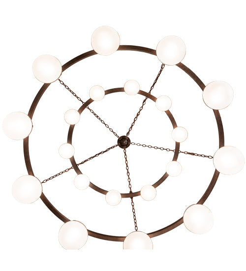 Meyda Lighting Bola 84" 20-Light 2-Tier Rusty Nail Tavern Chandelier With Contrail Mist Idalight Shade