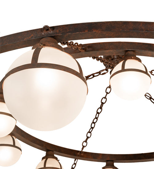 Meyda Lighting Bola 84" 20-Light 2-Tier Rusty Nail Tavern Chandelier With Contrail Mist Idalight Shade