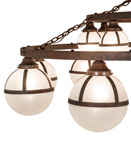 Meyda Lighting Bola 84" 20-Light 2-Tier Rusty Nail Tavern Chandelier With Contrail Mist Idalight Shade