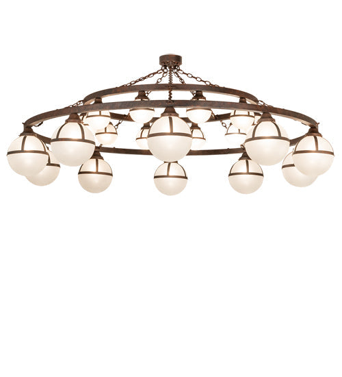 Meyda Lighting Bola 84" 20-Light 2-Tier Rusty Nail Tavern Chandelier With Contrail Mist Idalight Shade