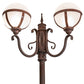 Meyda Lighting Bola 84"H x 35"W 2-Light Rusty Nail Tavern Street Outdoor Post Mount Light With Clear Frosted Shade