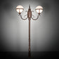 Meyda Lighting Bola 84"H x 43"W 2-Light Rusty Nail Tavern Street Outdoor Post Mount Light With Contrail Mist Idalight Shade