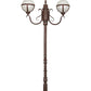 Meyda Lighting Bola 84"H x 43"W 2-Light Rusty Nail Tavern Street Outdoor Post Mount Light With Contrail Mist Idalight Shade