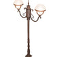 Meyda Lighting Bola 84"H x 43"W 2-Light Rusty Nail Tavern Street Outdoor Post Mount Light With Contrail Mist Idalight Shade