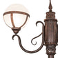 Meyda Lighting Bola 84"H x 43"W 2-Light Rusty Nail Tavern Street Outdoor Post Mount Light With Contrail Mist Idalight Shade