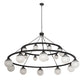 Meyda Lighting Bola 96" 20-Light 2-Tier Old Wrought Iron Tavern Chandelier With White Shade Glass