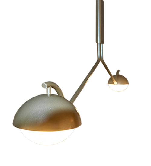 Meyda Lighting Bola Deux 62" 2-Light Champagne Metallic Island Pendant Light With White Statuario Idalight Shade