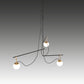 Meyda Lighting Bola Mahina 64" 3-Light Brushed Waxed Brass & Textured Black Pendant Pendant Light With White Opal Shade Glass