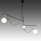 Meyda Lighting Bola Mahina 64" 3-Light Brushed Waxed Brass & Textured Black Pendant Pendant Light With White Opal Shade Glass