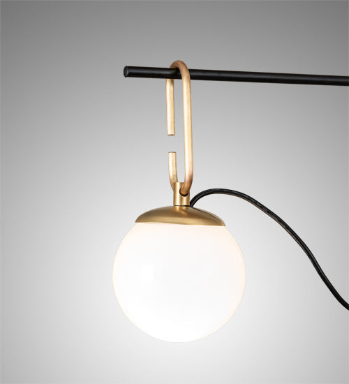 Meyda Lighting Bola Mahina 64" 3-Light Brushed Waxed Brass & Textured Black Pendant Pendant Light With White Opal Shade Glass