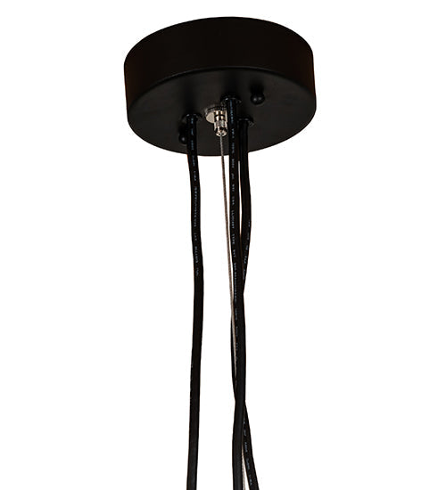 Meyda Lighting Bola Mahina 64" 3-Light Brushed Waxed Brass & Textured Black Pendant Pendant Light With White Opal Shade Glass