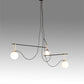 Meyda Lighting Bola Mahina 64" 3-Light Brushed Waxed Brass & Textured Black Pendant Pendant Light With White Opal Shade Glass