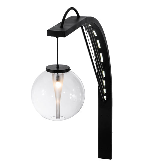 Meyda Lighting Bola Urbano 152161 18" LED Black Textured Wall Sconce With Clear Shade Glass