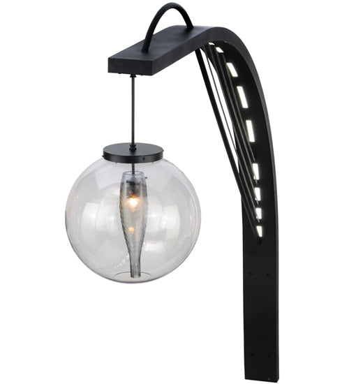 Meyda Lighting Bola Urbano 18" LED Black Textured Wall Sconce With Clear Shade Glass
