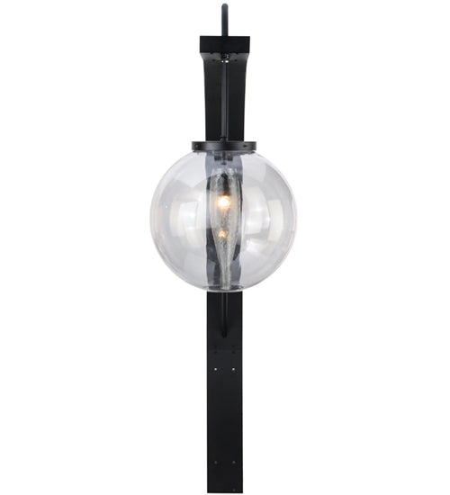 Meyda Lighting Bola Urbano 18" LED Black Textured Wall Sconce With Clear Shade Glass