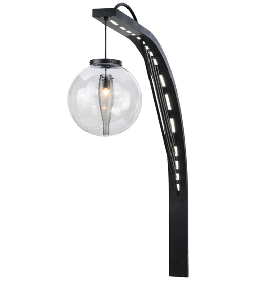 Meyda Lighting Bola Urbano 18" LED Black Textured Wall Sconce With Clear Shade Glass