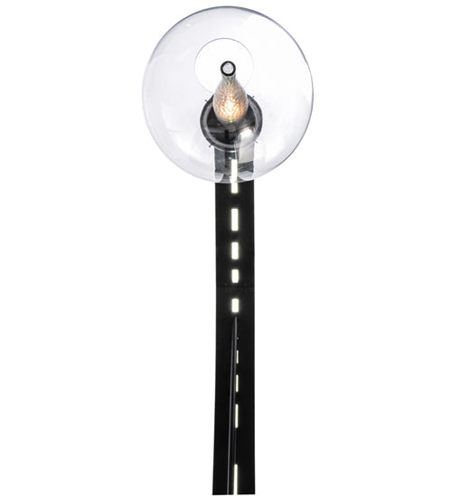 Meyda Lighting Bola Urbano 18" LED Black Textured Wall Sconce With Clear Shade Glass