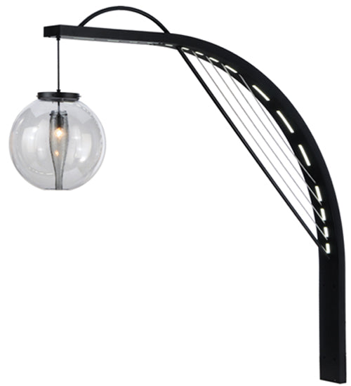 Meyda Lighting Bola Urbano 18" LED Black Textured Wall Sconce With Clear Shade Glass