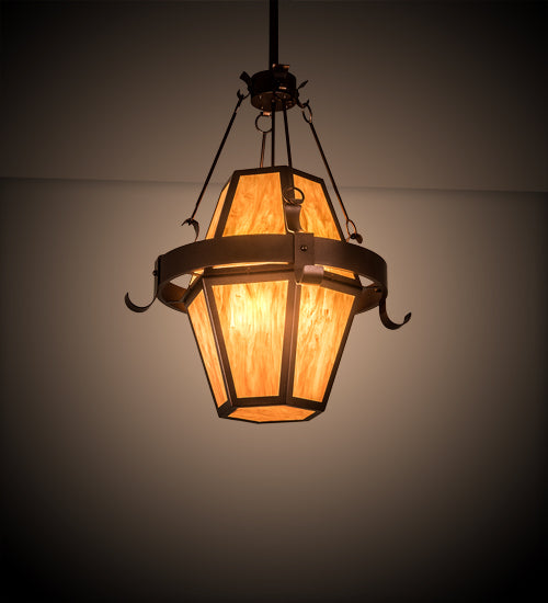 Meyda Lighting Bonanza 226841 30" 8-Light New Copper Vein Pendant Light With Ambra Siena Idalight Shade